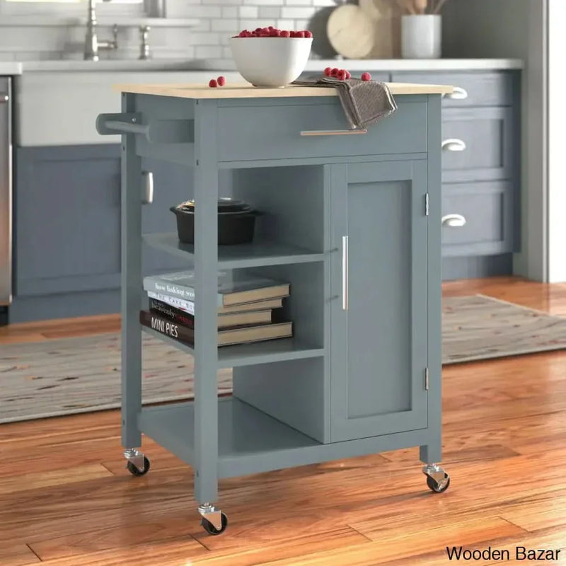Kleiman Wood Kitchen Island Kitchen trolley cart cabinet kitchen island with storage