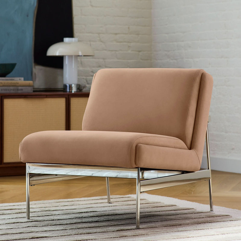 Qerlit Leather Slipper Chair - Wooden Empiro