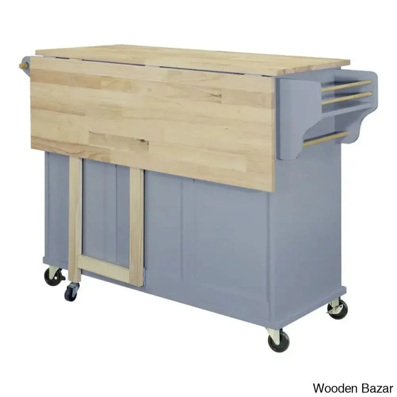 Lanelle Solid Wood Kitchen Island with Drop Leaf, Greenguard Gold Certified Kitchen trolley cart cabinet kitchen island with storage