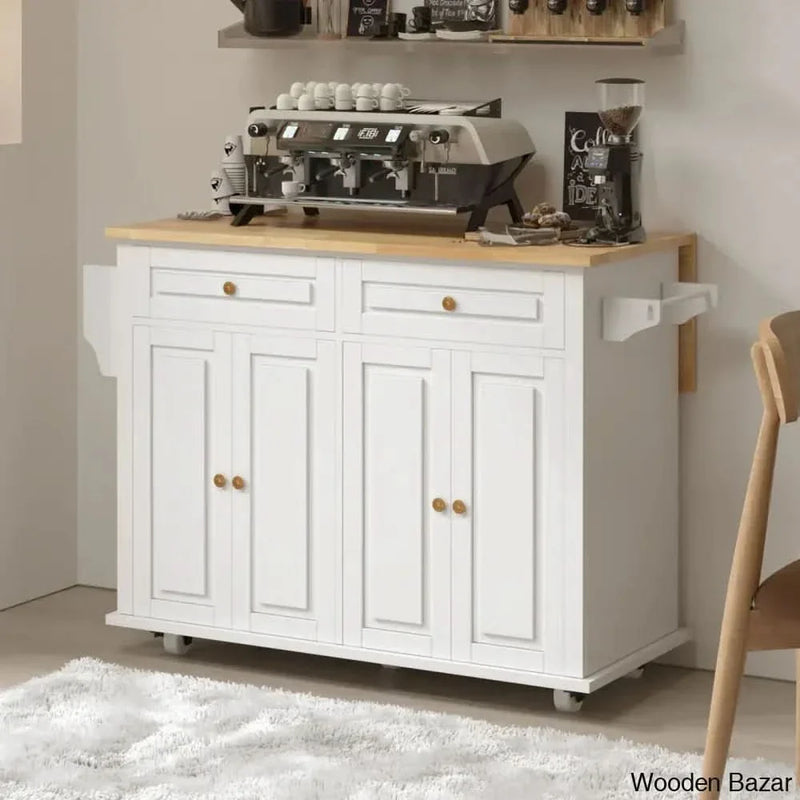 Laronna Solid Wood Top Kitchen Island Kitchen trolley cart cabinet kitchen island with storage