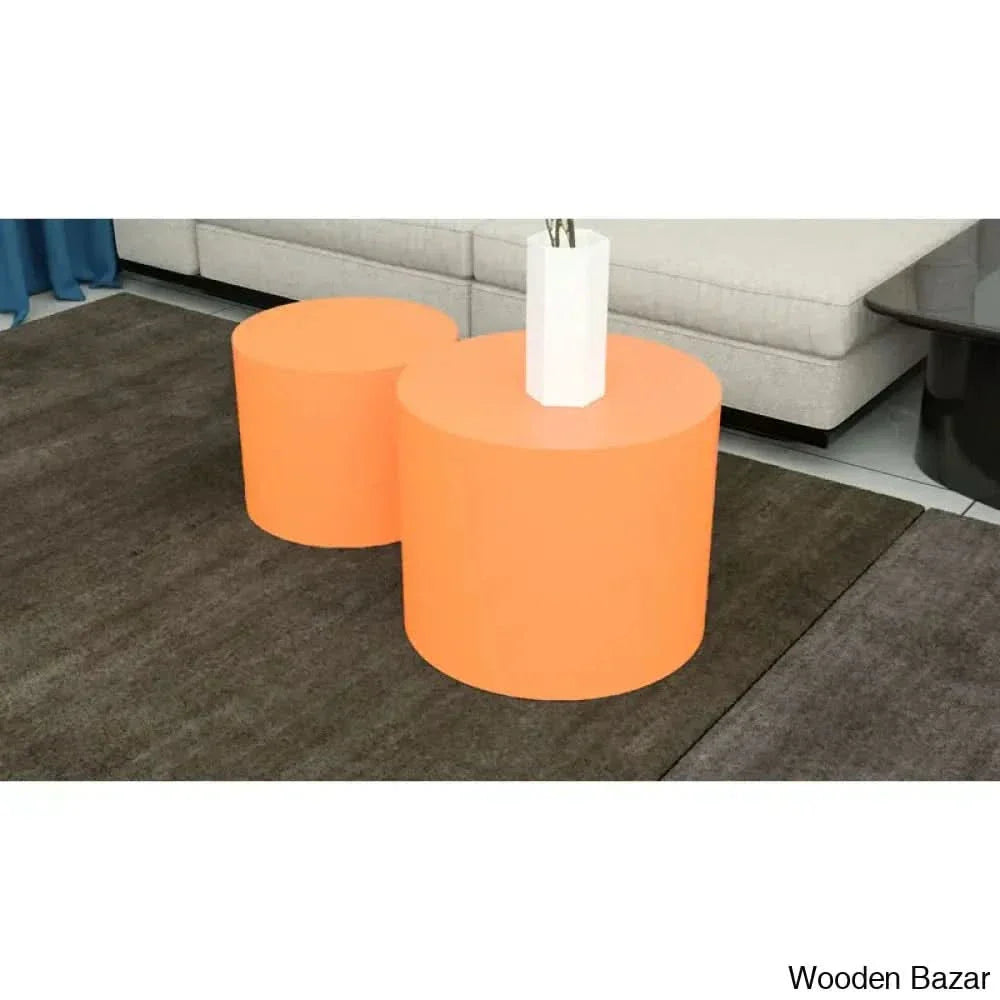 Leidingl Pedestal Nesting Coffee And Center Table Orange