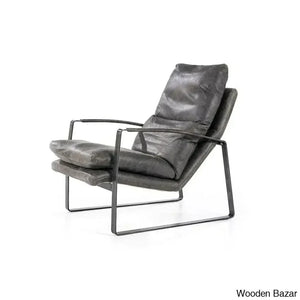 Lillian Lex Modern Single Seater Armchair With Metal Base - Wooden Empiro Dark Brown