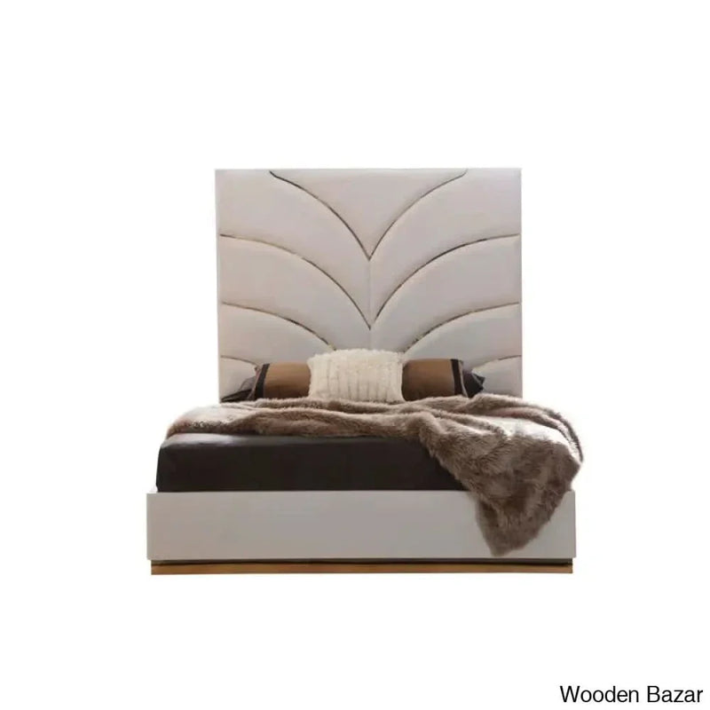 Linne Luxury 3 Piece Bedroom Set With Dressing Table Side - Wooden Empiro Bed
