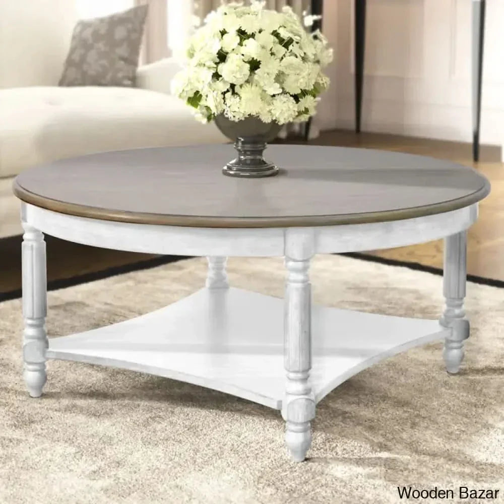 Locke Solid Wood Single Coffee And Center Table - Wooden Empiro Anti White & Antique Oak