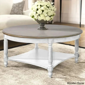 Locke Solid Wood Single Coffee And Center Table - Wooden Empiro Anti White & Antique Oak