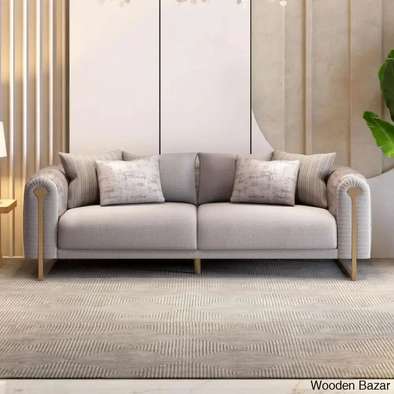 Luxury Velvet Sofa Set 3+2+1 Elegant Beige With Stylish and Comfortable Sitting