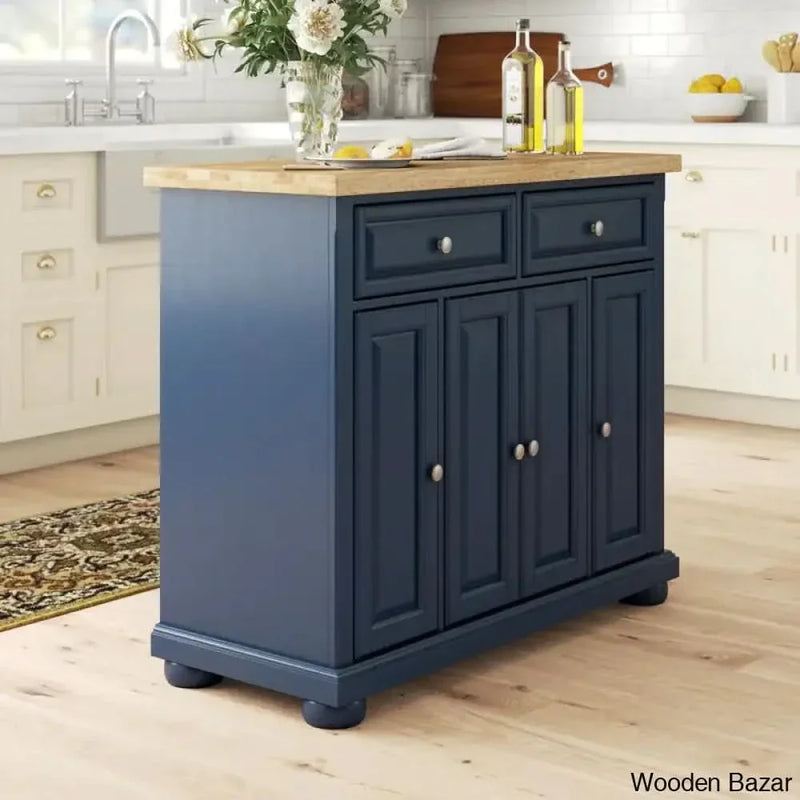 Madison Solid Wood Top Kitchen Island Kitchen trolley cart cabinet kitchen island with storage