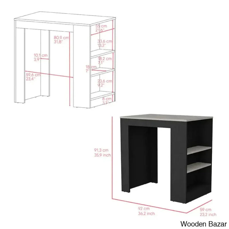 Malahki Kitchen Island Doyle, 3 Shelves, Width x 36.2, black/Ibiza Marble Color Finish Kitchen trolley cart cabinet kitchen island with storage