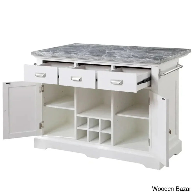 Mantello Marble Top Kitchen Island Kitchen trolley cart cabinet kitchen island with storage