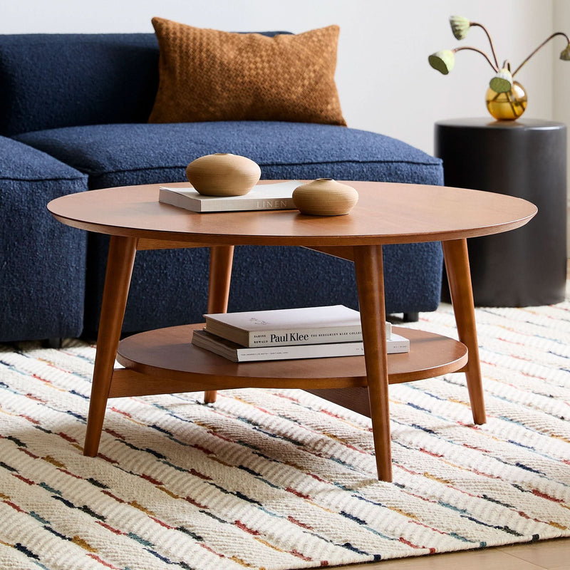 Wajender Mid-Century Round Coffee Table - Wooden Empiro