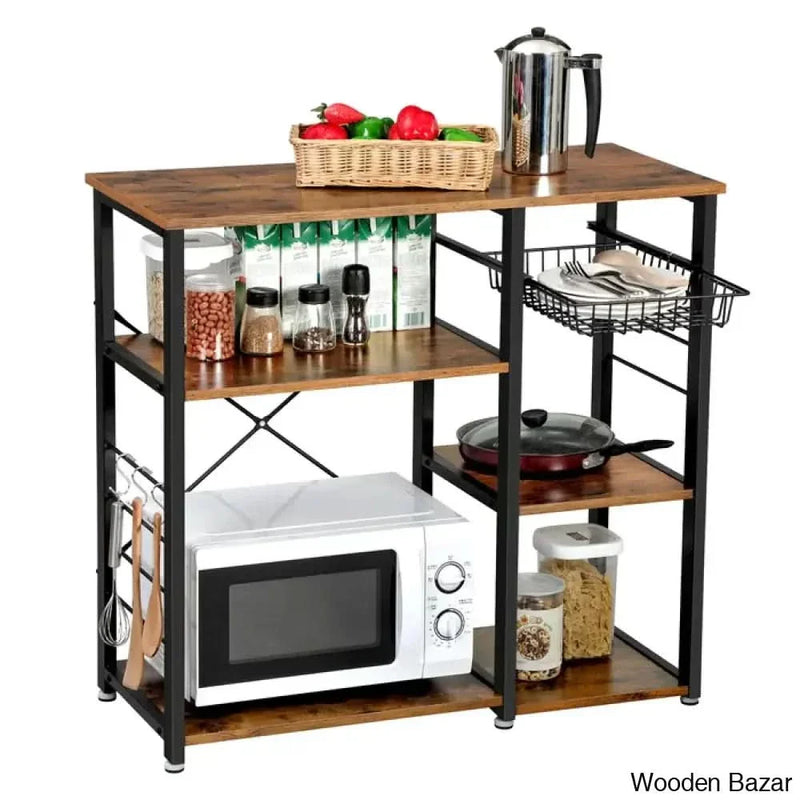 Milburn Wood Kitchen Island Kitchen trolley cart cabinet kitchen island with storage