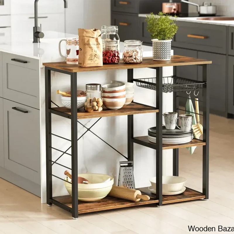 Milburn Wood Kitchen Island Kitchen trolley cart cabinet kitchen island with storage