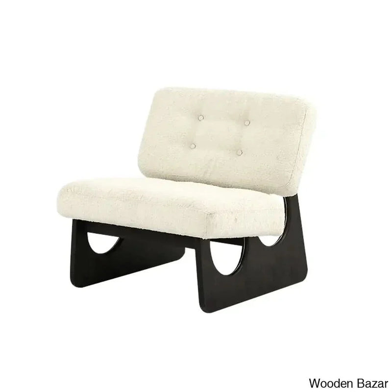 Modern Boucle Lounge Chair White & Black Accent Chair Ash Wood Upholstery