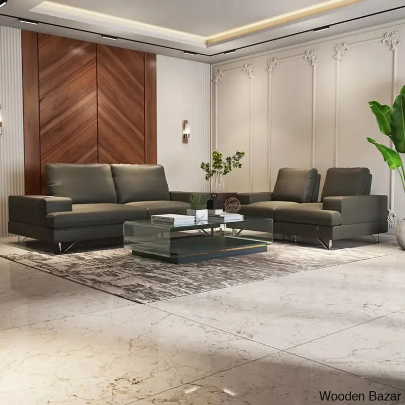 Modern Leatherette 3 Seater Sofa With Dual USB Charging Ports