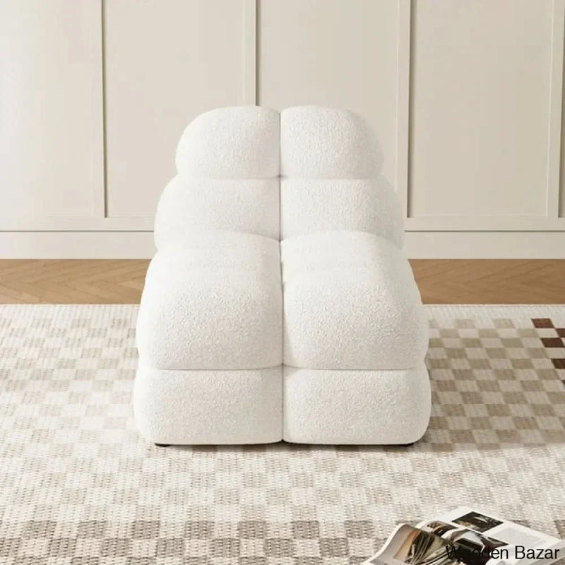 Modern Off-White Cream Boucle Accent Chair Cloud Lounge Chair Soft Cushion - Wooden Empiro