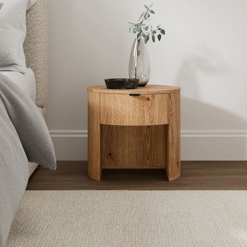 Waouner Modern Round Bedside Table - Wooden Empiro