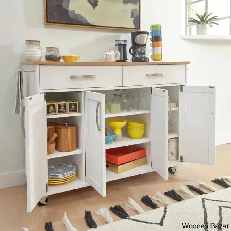 Moretown Wood Kitchen Cart Kitchen trolley cart cabinet kitchen island with storage