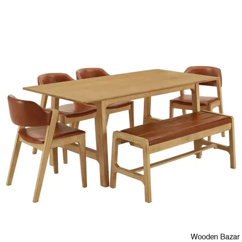 Nan Latest 5 seater Trestle Dining Set - Wooden Empiro
