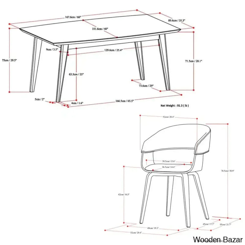 Nat Modern 6 Seater Dining Table Set