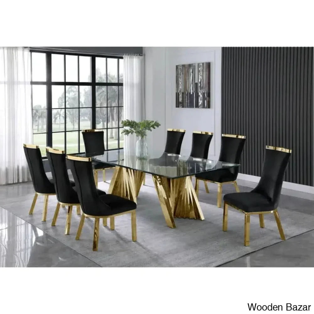 Nekki 8 Seater Double Pedestal Dining Set - Wooden Empiro Black