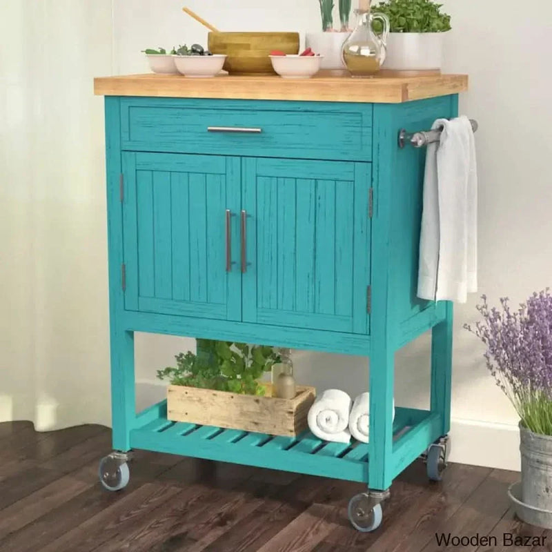 Obed Solid Wood Top Kitchen Cart Kitchen trolley cart cabinet kitchen island with storage