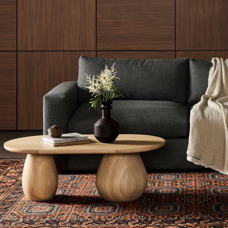 Rivaan Base Oval Coffee Table - Wooden Empiro