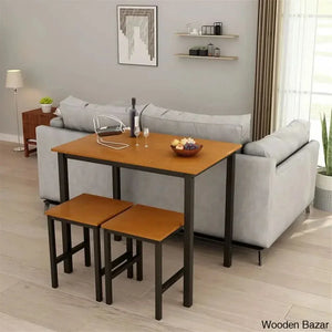 Porren New 2 Seater Dining Table Set - Wooden Empiro Dark Brown/Black/Dark Brown/Black