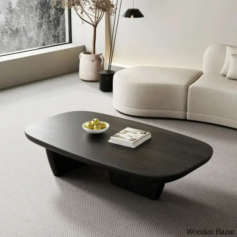 Rakiburn 51" Modern Minimalist Double Leg Solid Wood Rectangular Coffee and center Table