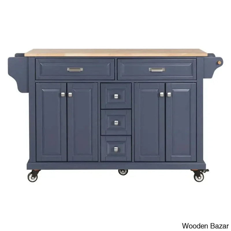 Ramiah Solid Wood Top Kitchen Island Kitchen trolley cart cabinet kitchen island with storage