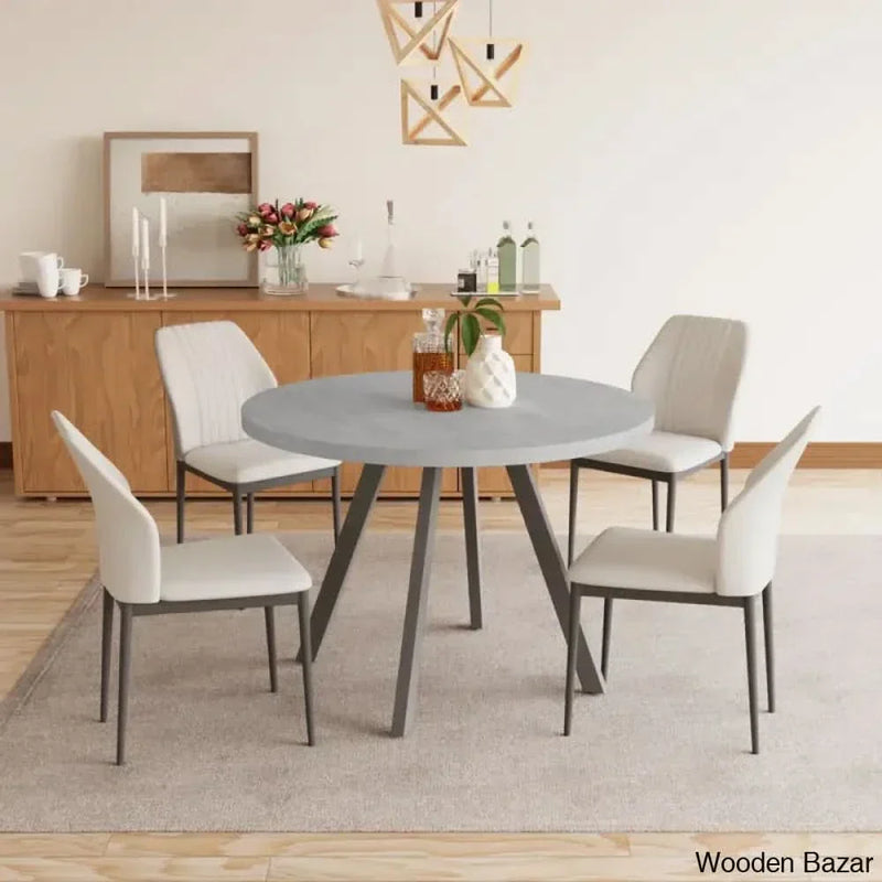 Ranjiosh 35.4" Round Dining Table Set | Sleek Modern Kitchen Table for 4People