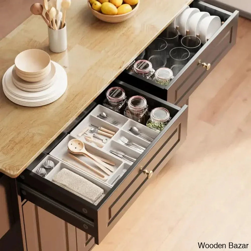 Reheem Solid Wood Top Kitchen Island Kitchen trolley cart cabinet kitchen island with storage