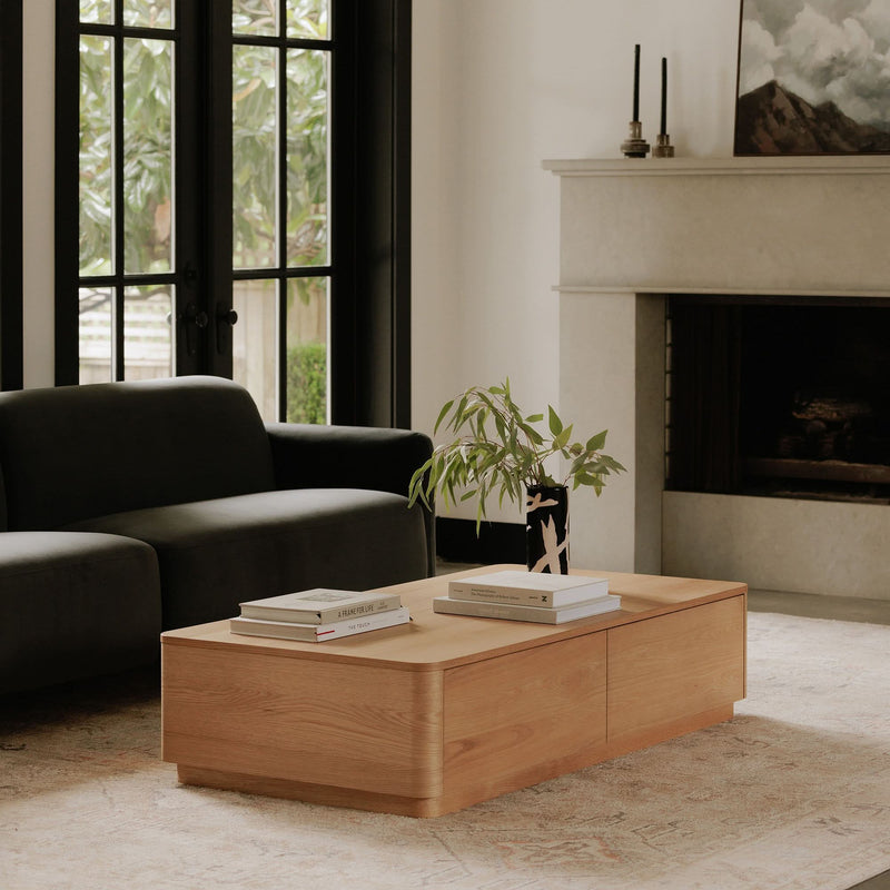 Oina Curved Oak Pedestal Coffee Table - Wooden Empiro