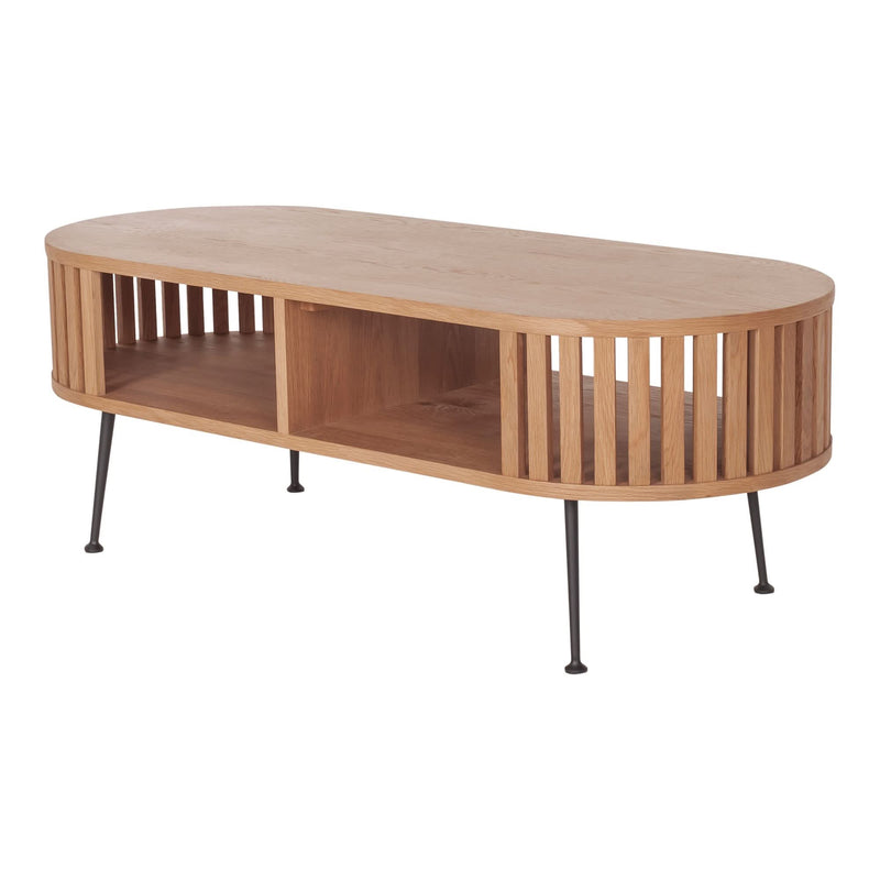 Richardon Rounded Wood Slats Oval Coffee Table - Wooden Empiro