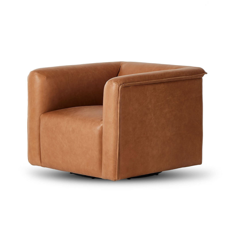 Aqaan Leather Swivel Chair - Wooden Empiro