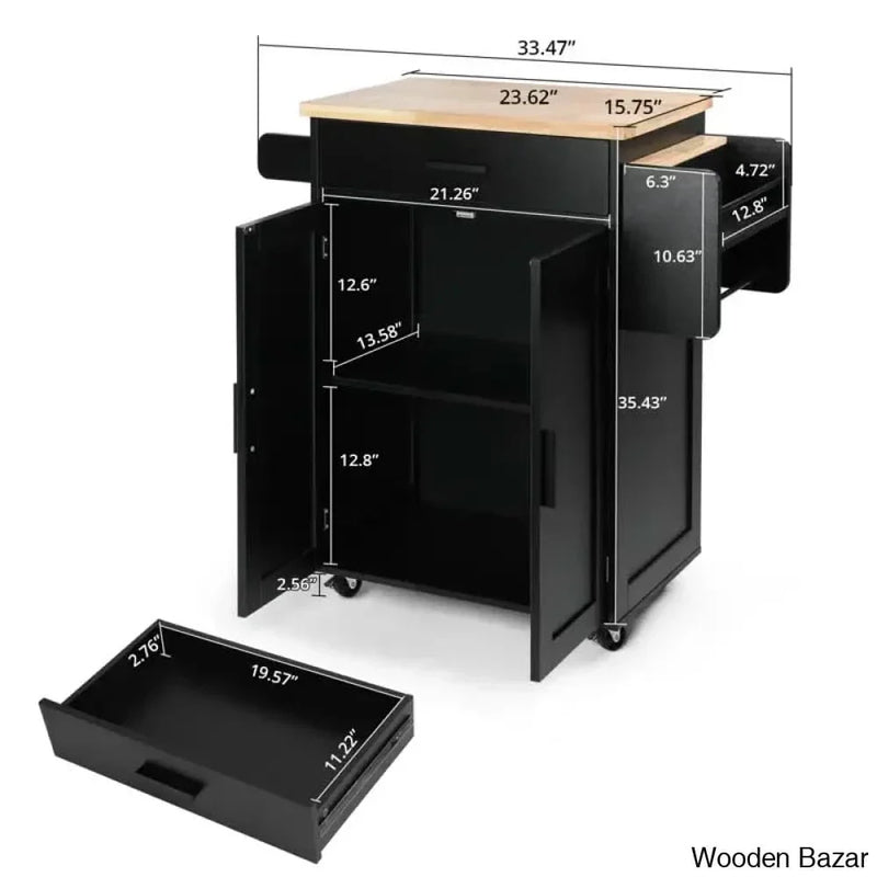 Shevani Wood Kitchen Cart Kitchen trolley cart cabinet kitchen island with storage