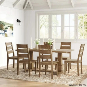 Shillong New Trestle Dining Set For Modern Living - Wooden Empiro 6 Seater