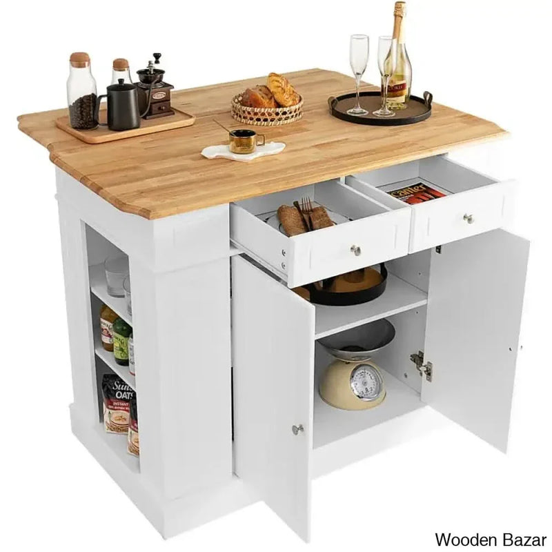 Skylaar Solid Wood Top Kitchen Island Kitchen trolley cart cabinet kitchen island with storage