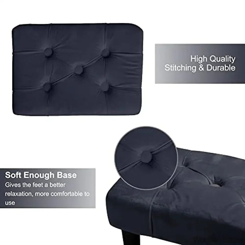 Small Footstool Ottoman, Soft Velvet Fabric Step Stool with Wood Legs, Toddler Wooden Stool