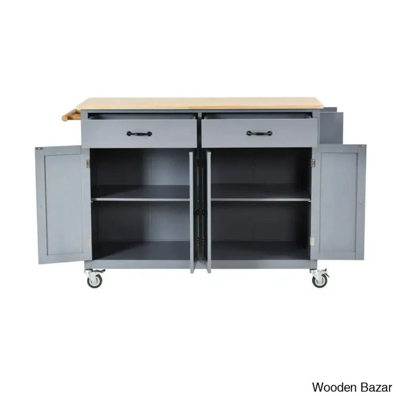 Solid Wood Top Kitchen Cart Kitchen trolley cart cabinet kitchen island with storage