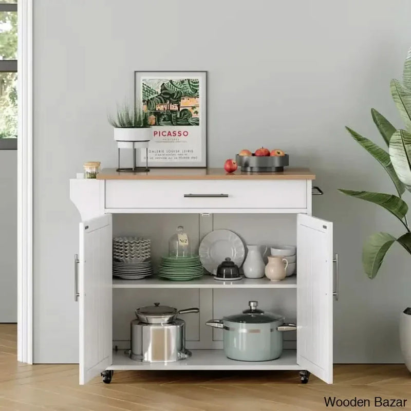 Solid Wood Top Kitchen Island Kitchen trolley cart cabinet kitchen island with storage