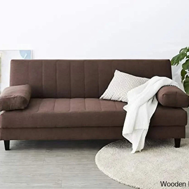 Solimo Tempel Fabric 3 Seater Sofa cum Bed (Dark Brown)