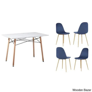 Stanton Modern 4 Seater Dining Table Set - Wooden Empiro Blue