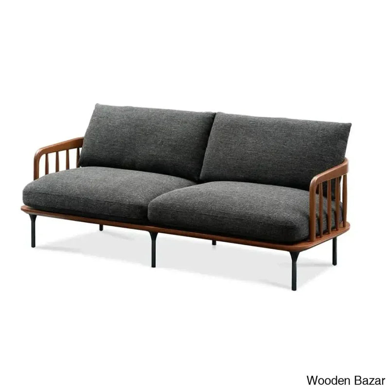 Susan Solid Wood 3-Seater Sofa with Comfortable Backrest