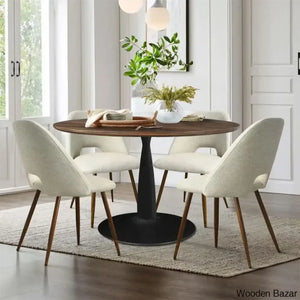 Syster Latest 4 Seater New Pedestal Dining Set - Wooden Empiro Beige