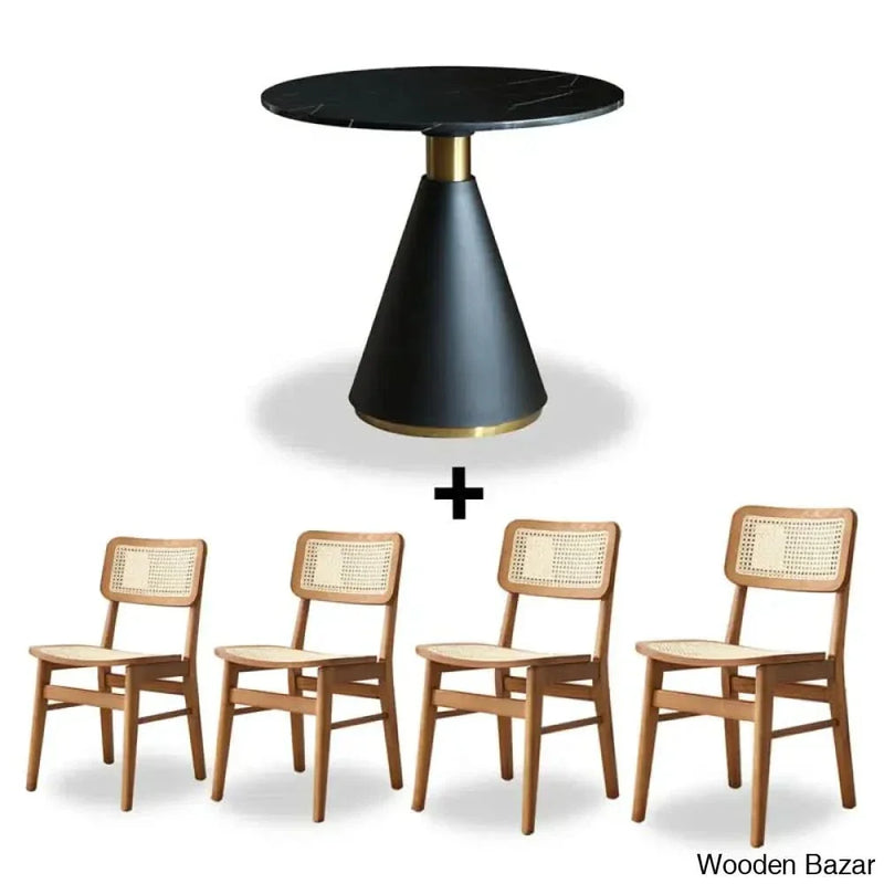 Talcott Modern 4 seater Pedestal Dining Table Set