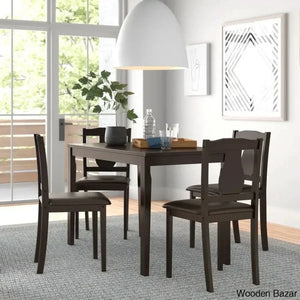 Terry Wooden 4 Seater Solid Wood Top Dining Set Black