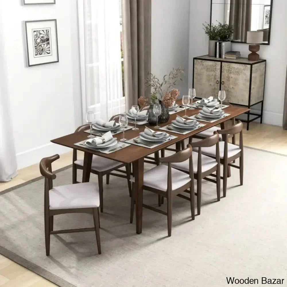 Thornton Modern 8 Seater Solid Wood Dining Set - Wooden Empiro Cream