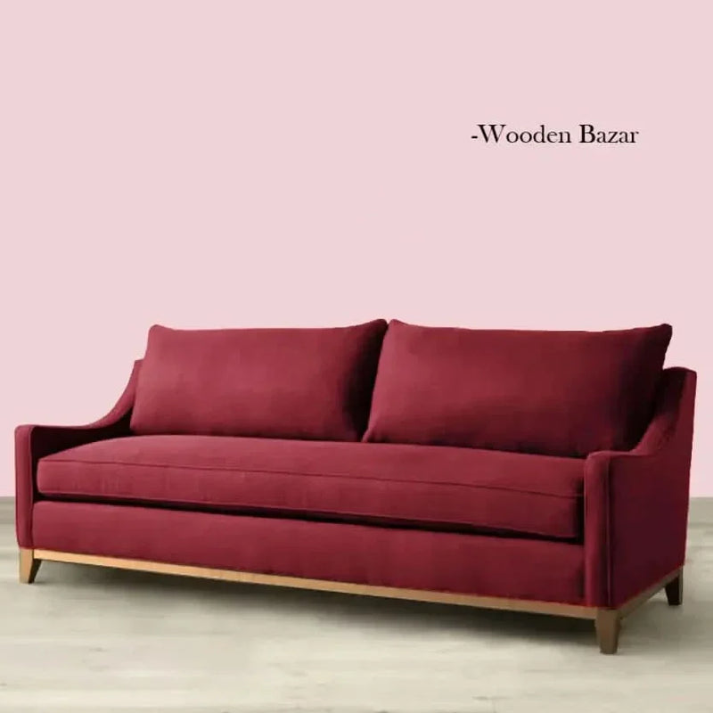 Ultimate Three Seater Sofa In Berry Color - Wooden Bazar