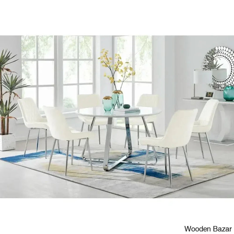 Vermacili Luxury 6 Seater Dining Table Set - Wooden Empiro