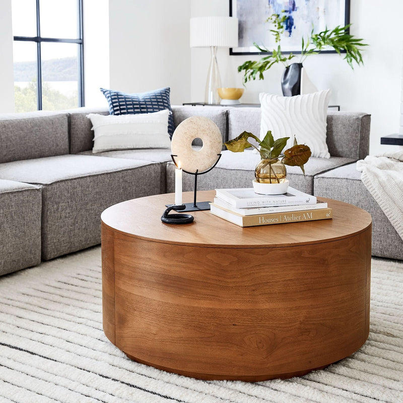 Apiker Volume Round Drum Coffee Table - Wooden Empiro